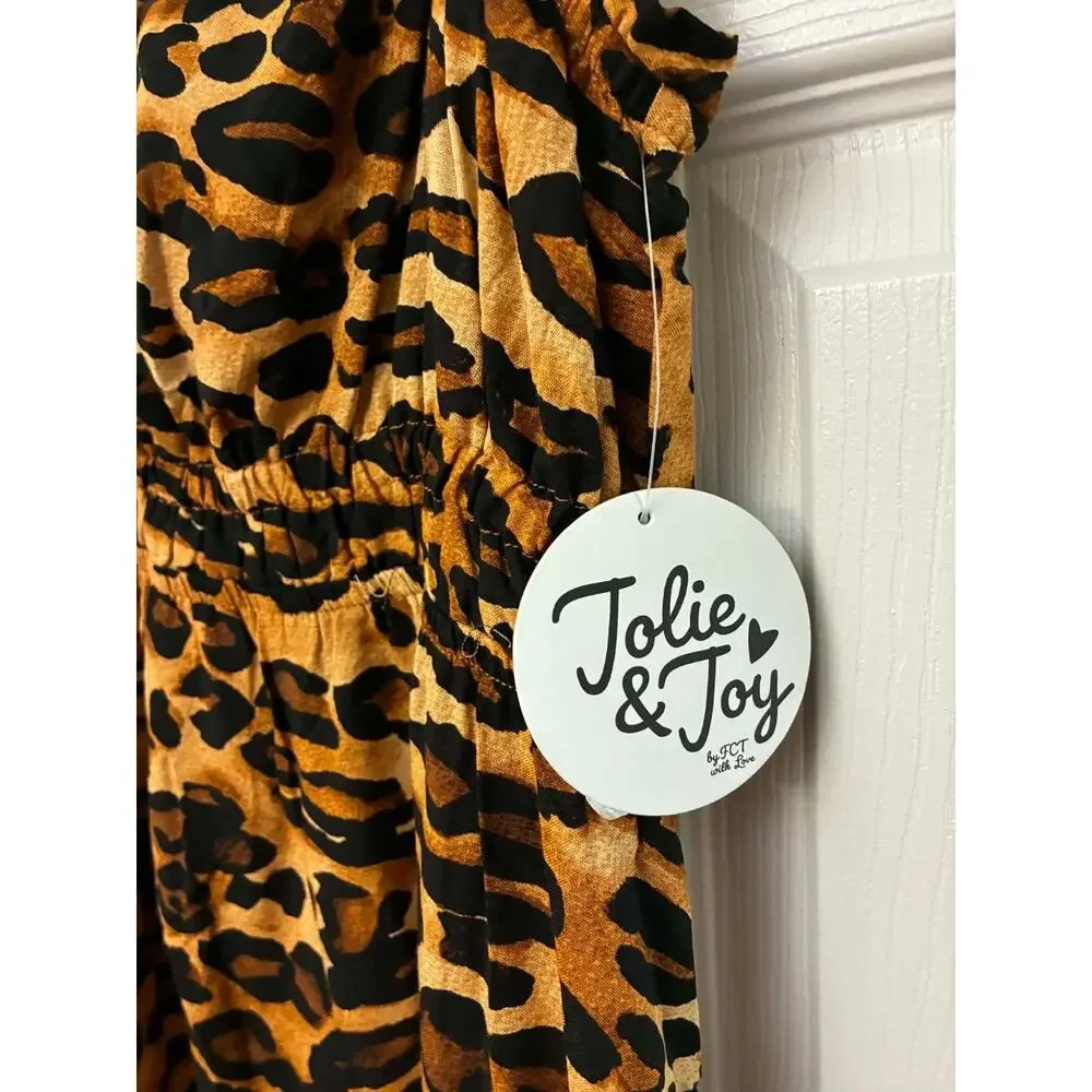 Jolie & Joy Leopard Maxi Dress Medium Spaghetti Strap Rayon Lined NWT - Picture 2 of 5